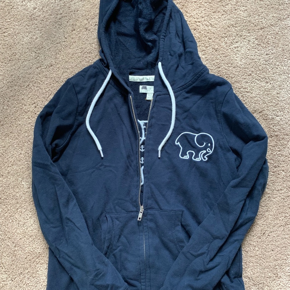 Ivory Ella Navy Blue Zip Up Hoodie